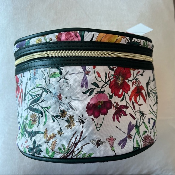 Floral Cosmetic Bag Makeup Case Travel Pouch Mirror Bloomingdale’s - Picture 1 of 13